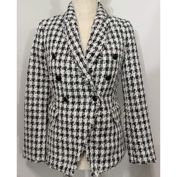NEW White House Black Market Studio Blazer Size 00 Houndstooth Tweed NWT $225 - Picture 1 of 4